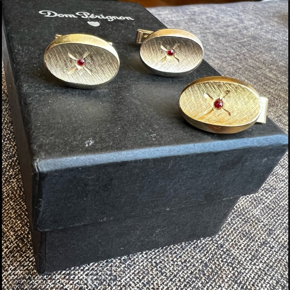 Vintage Pat Pend Men’s gold cufflinks and tie clip - Picture 2 of 14